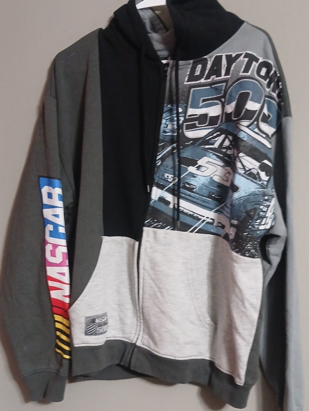 Nascar Daytona 500 Colorblock Hoodie Jacket - Gray/Black/White